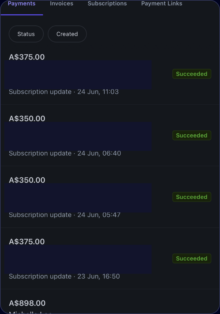 Stripe payments