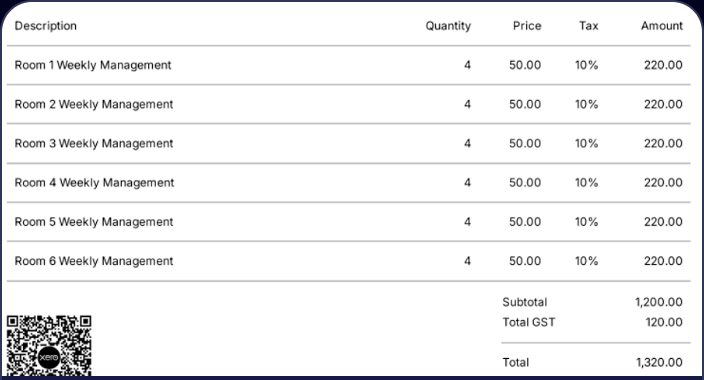 Xero invoice